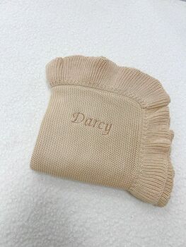 Personalised Embroided Knitted Ruffle Blanket, 4 of 4