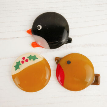 Handmade Glass Penguin Christmas Brooch, 4 of 6