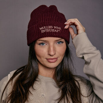 Embroidered Mulled Wine Beanie Hat, 2 of 6