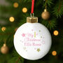 Personalised Gold And Pink Stars My 1st Christmas Bauble, thumbnail 1 of 6