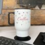Personalised Scattered Heart Travel Coffee Cup, thumbnail 1 of 2
