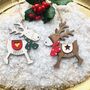 Wooden Personalised Reindeer Decorations, thumbnail 1 of 3