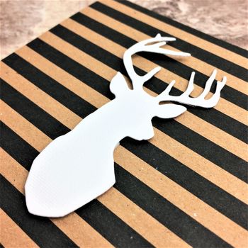 Six Mini 3D Kraft, Black And White Stag Christmas Cards, 2 of 4