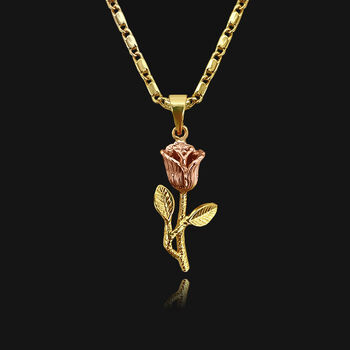 24k Rose Gold And Gold Plated Flower Necklace, 2 of 8