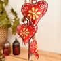 Hand Painted Red Yellow Hanging Heart Bells Wind Chime, thumbnail 5 of 12