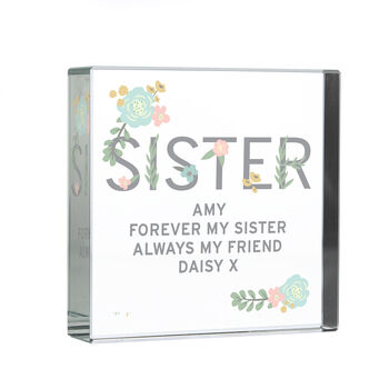 Floral Sister Personalised Crystal Token, 3 of 8