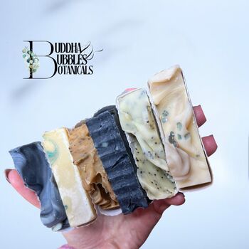 Gift Box Six Small Bar Handmade Artisan Soaps With Seed Paper Eco Gift, 10 of 12