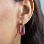 Enamel Rectangular Hoop Earrings Waterproof, thumbnail 2 of 7