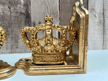 Gold Crown Bookends Regal King And Queen Ornaments Gifts, 6 of 8