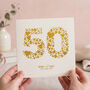 Personalised Love Hearts Gold 50th Anniversary Card, thumbnail 1 of 10