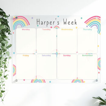 Kids Rainbow Personalised Weekly Planner Whiteboard, 2 of 6