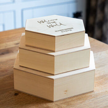 Personalised Welcome To The World Hexagon Keepsake Box New Baby Gift, 5 of 6