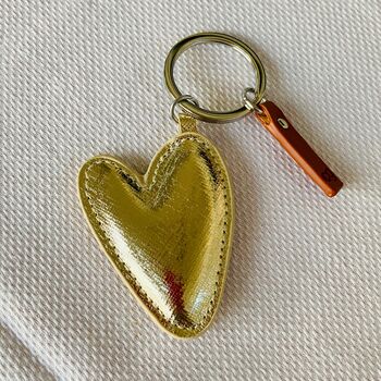 Pink/ Gold Leather Heart Keyring / Charm, 6 of 6