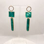 Green Geometric Stud Statement Earrings, Clay And Resin, thumbnail 7 of 10