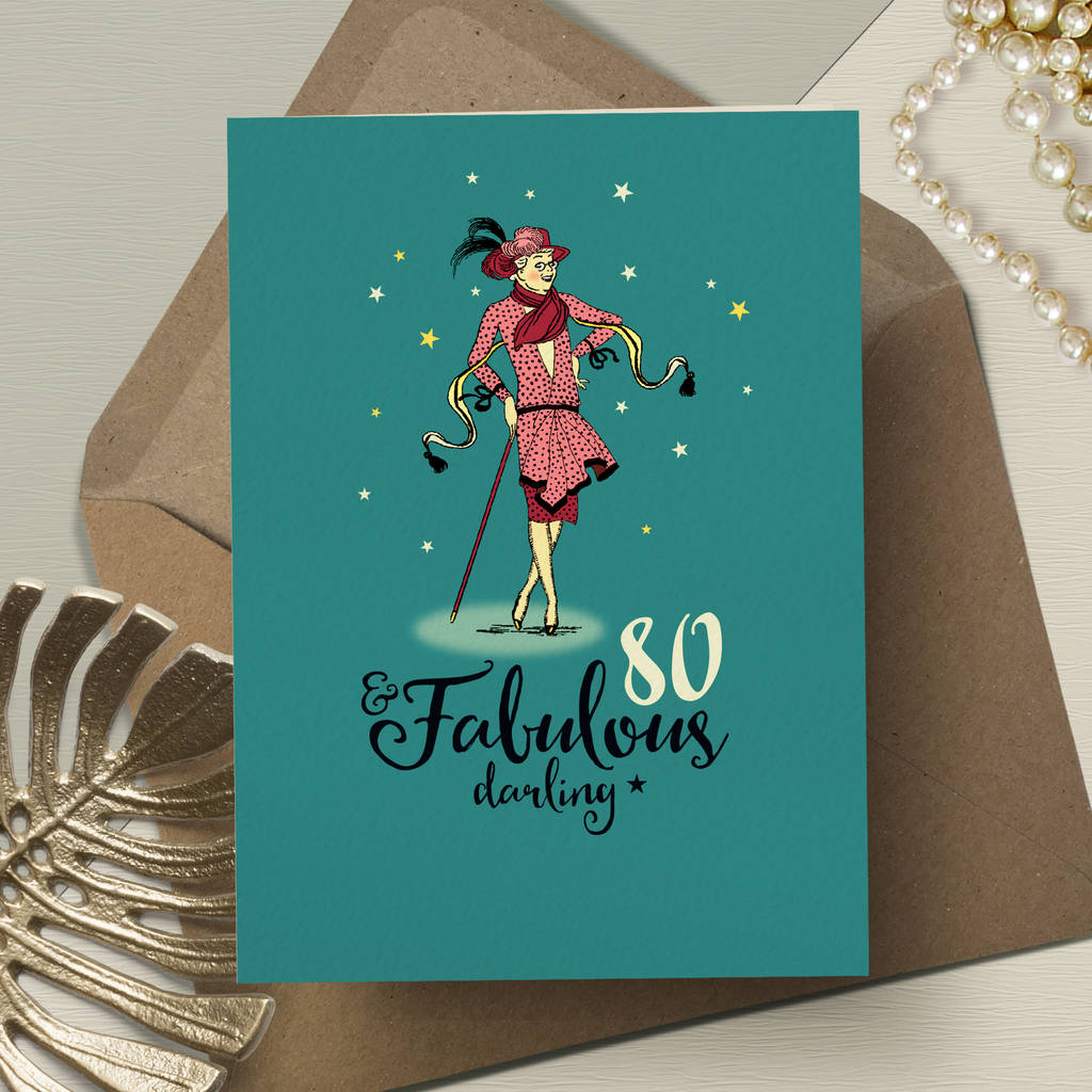  80th  birthday  card  for her fabulous 80 by the typecast 