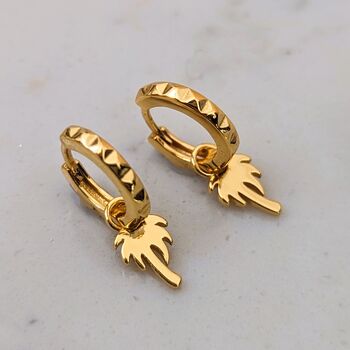 The Palm Tree Accent Pyramid Hoop Earrings, 2 of 5