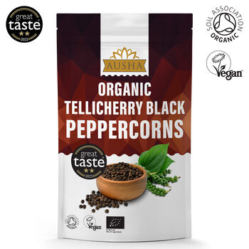 Ausha Organic Tellicherry Black Peppercorns 1kg Whole Great Taste Award 2025 UK Certified Organic By Soil Association, 3 of 12