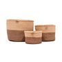 Taifa: Brown And Sand Duo Colour Block Woven Basket, thumbnail 7 of 8