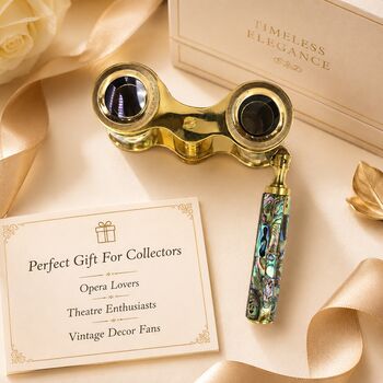 Mother Of Pearl Abalone Opera Glasses With Wooden Box, 3 of 10