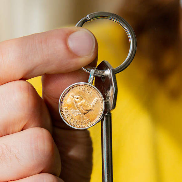 Image of Farthing Year Coin Keyring 1920 To 1956