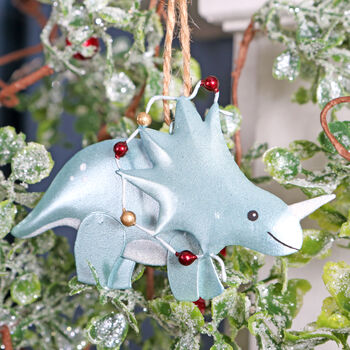 Tin Triceratops Christmas Tree Decoration, 3 of 6