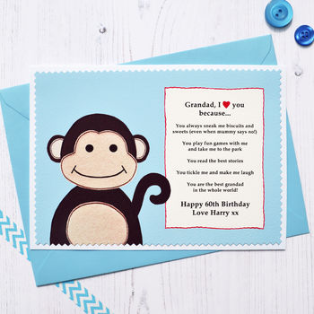 'Monkey' Love You Because Personalised Birthday Card, 2 of 4