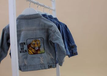 Personalised Baby/Toddler Denim Jacket With Tiger, 6 of 8