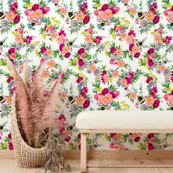 Mixed Bee White Wallpaper, 3 of 4