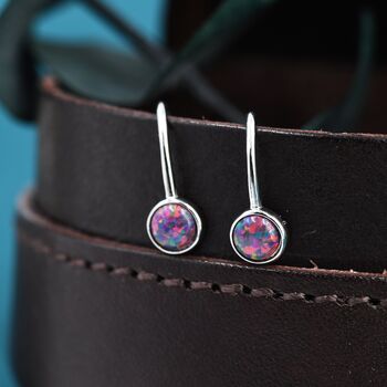 Sterling Silver Purple Opal Drop Earrings, 5 of 12