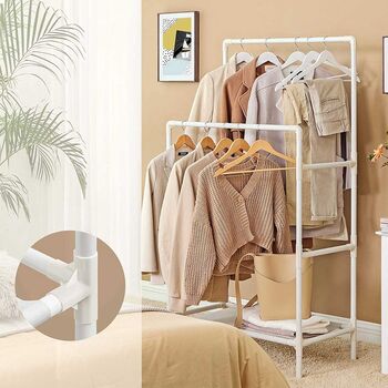 Clothes Rack With Double Rails And One Shelf, 3 of 6