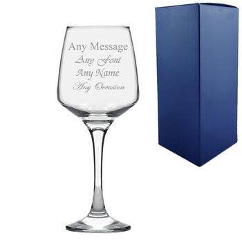 Engraved Any Message Red Wine Glass, 2 of 3