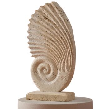 All White Shell Sculpture On Marble Base, 3 of 3