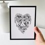 Embossed Initials And Gingko Leaf Heart Art, thumbnail 1 of 4