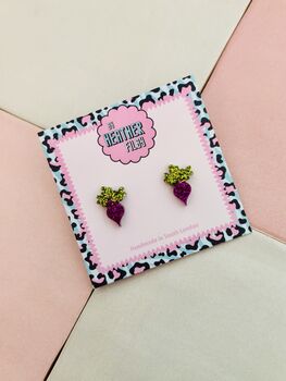 Turnip Glitter Resin Studs / Garden Lover Gift / Fun Veggie Jewellery / Handmade Studs, 5 of 5
