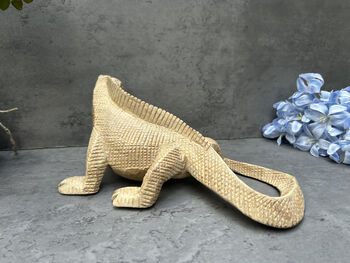 Hand Carved Wood Iguana Figurine 30cm Wood Animal Gift, 4 of 12