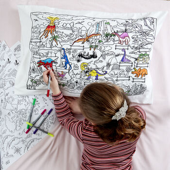 Dinosaur Pillowcase Kit + 10 Pens, Colour In And Learn, 5 of 6