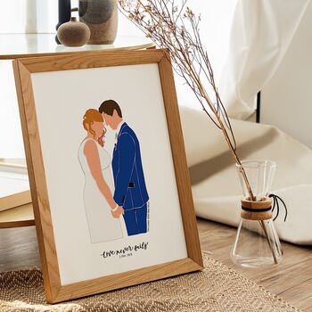 Christian Wedding Gift Couple Portrait With Bible Verse, 2 of 12