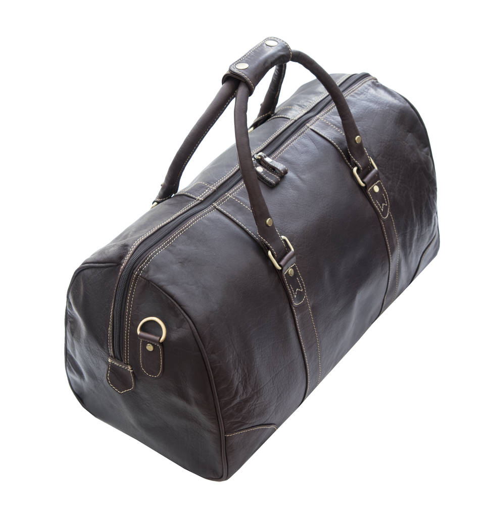 large brown leather holdall