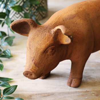 Large Cold Cast Iron Pig Ornament, 3 of 4