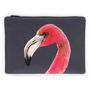 Flamingos Printed Silk Zipped Bag, thumbnail 3 of 6