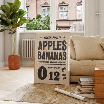 Vintage Kitchen Fruit Apples Banana Advert Wall Print, 3 of 5