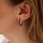 Blue Enamel Stripe Sterling Silver Hoop Earrings Zirconia Interior, thumbnail 4 of 10