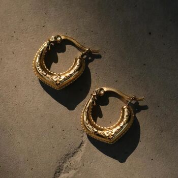 Filigree Boho Small Gold Hoops, 4 of 7