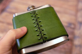 Hand Dyed Leather Flask 6oz, 8 of 12