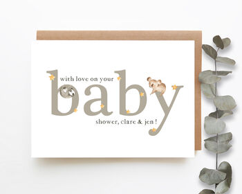 Personalised Baby Shower Card Sleeping Animals, 4 of 4