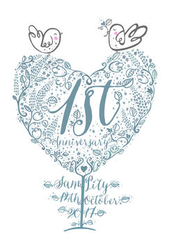 1st Wedding Anniversary Personalised Paper Gift Print, 2 of 3