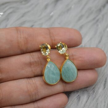 Amazonite Green Amethyst Earrings, 4 of 6