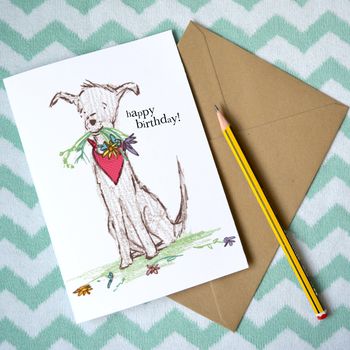 Dog Birthday Card 'Flowers', 2 of 3