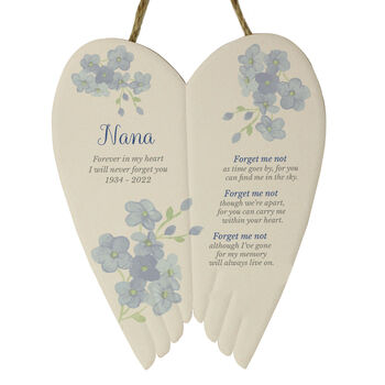 Personalised Forget Me Not Memorial Ceramic Wings, 6 of 6