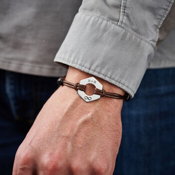 Personalised Men's Infinity Initials Sterling Silver Bracelet, 5 of 6